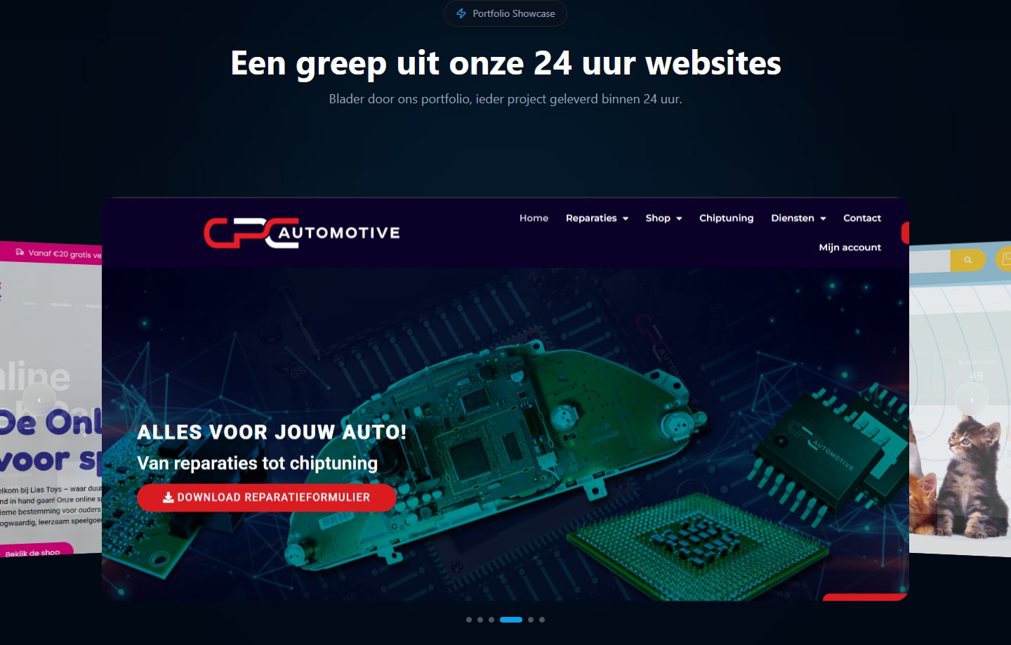 Sectie "Een greep uit onze 24 uur websites" van 24uurwebsite.nl