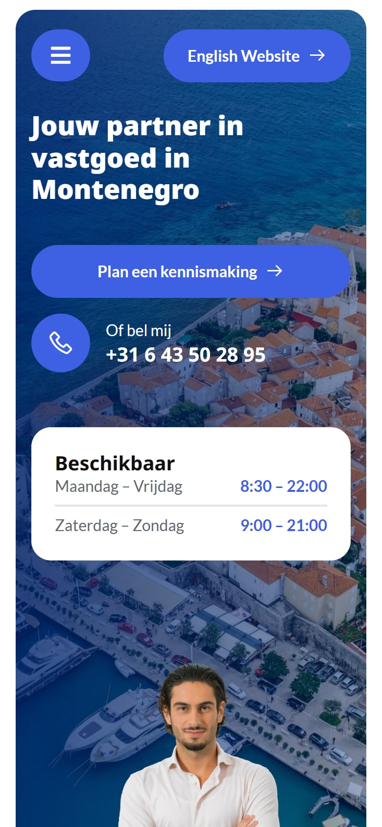 Homepage van Adriaticbridge op mobiel
