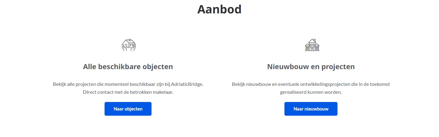 Sectie "Aanbod" van Adriaticbridge