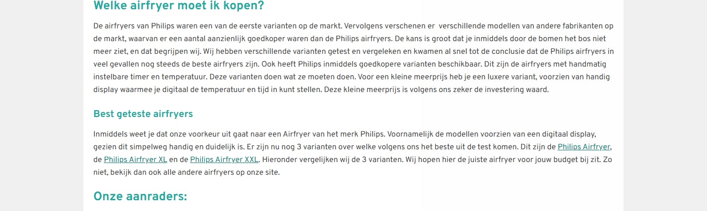 Sectie "Welke airfryer moet ik kopen?" van Airfryer24.nl