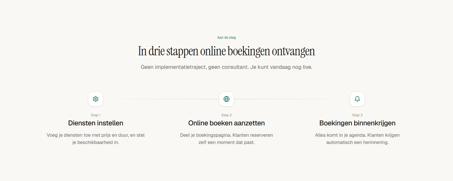 Sectie "Diensten instellen" van Booqify