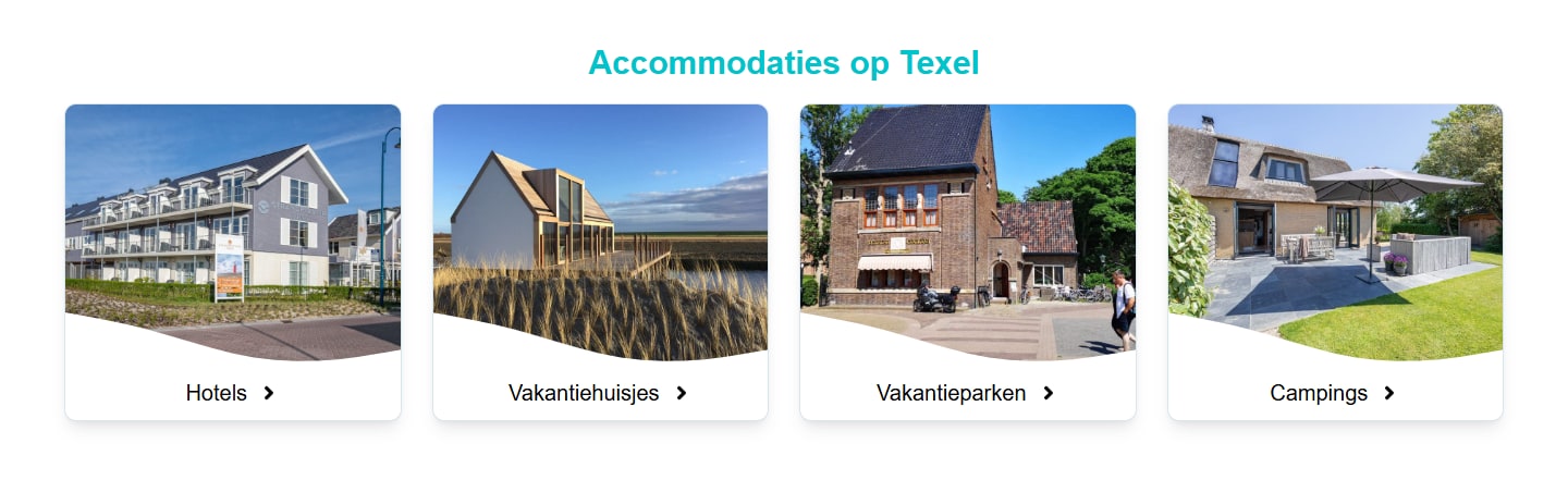 Sectie "Accommodaties op Texel" van Boot Texel