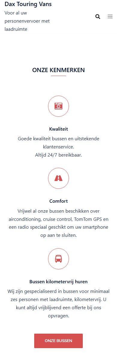 Dax Touring Vans — mobiele weergave