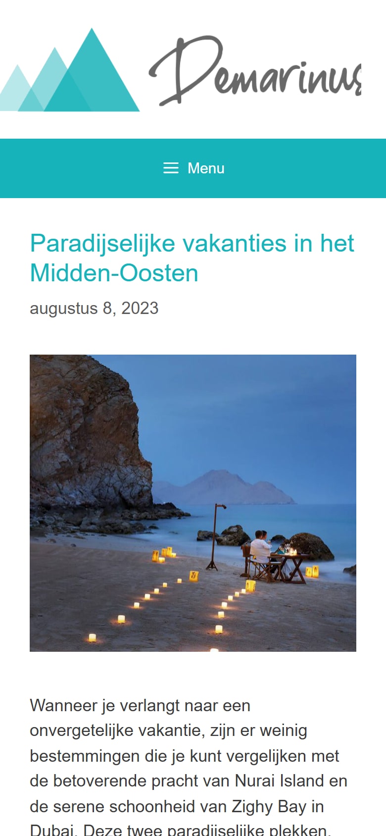 Homepage van Demarinus op mobiel