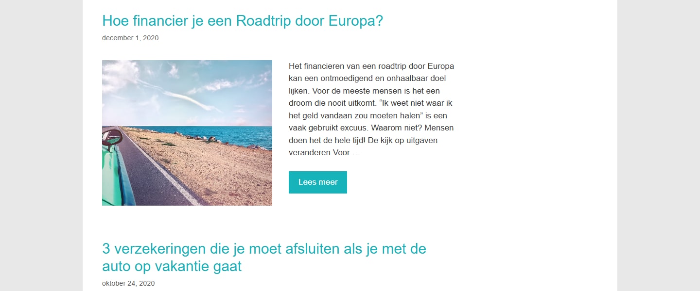 Sectie "Hoe financier je een Roadtrip door Europa?" van Demarinus