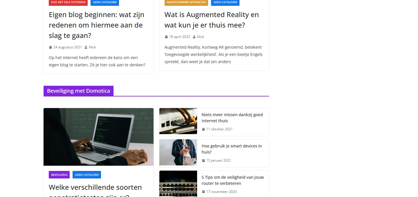 Sectie "Eigen blog beginnen: wat zijn redenen om hiermee aan de slag te gaan?" van Domoticajunkies