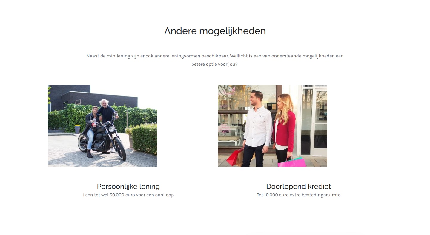Sectie "Andere mogelijkheden" van Finstart.nl