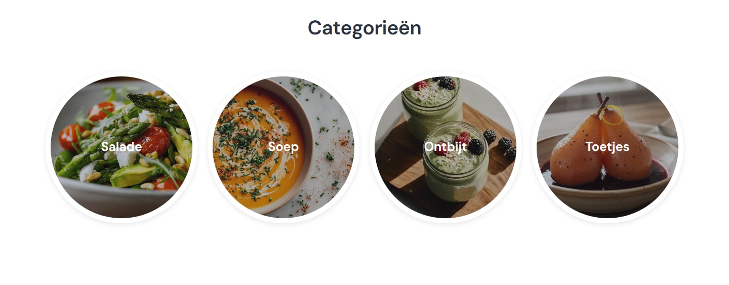 Sectie "Categorieën" van Gezond Weekmenu