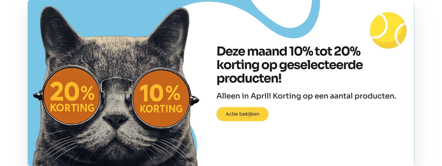 Sectie "Deze maand 10% tot 20% korting op geselecteerde producten!" van HalloToby!
