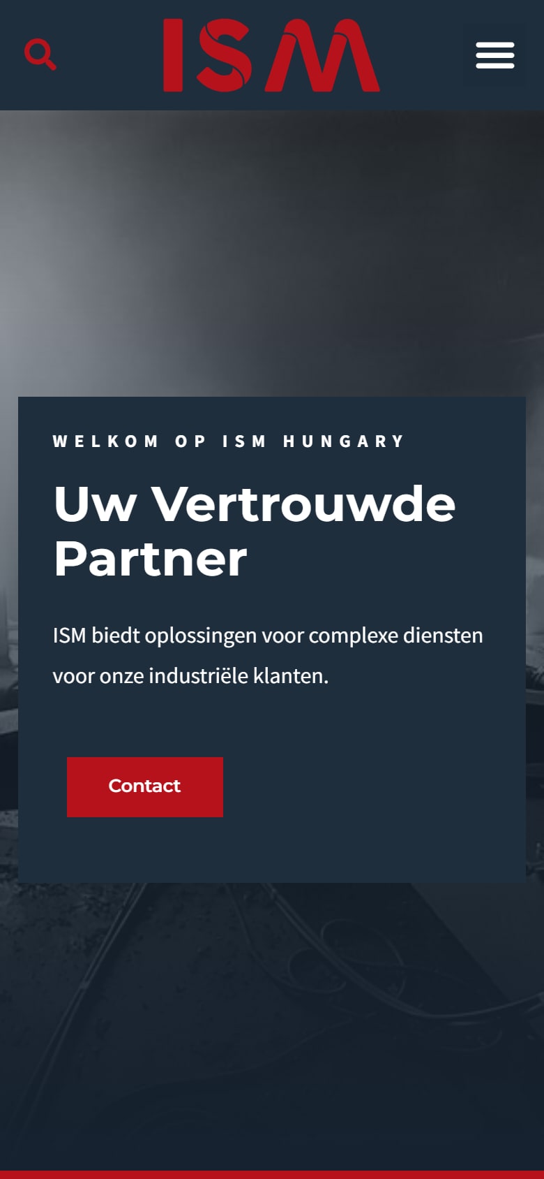 Homepage van ISM Hungary op mobiel