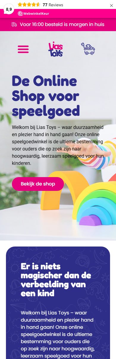 Lias Toys — mobiele weergave