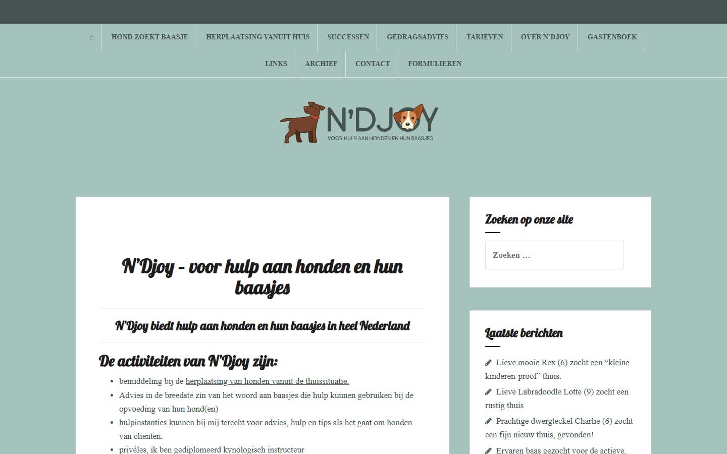 N’Djoy — Hondengedrag en herplaatsing