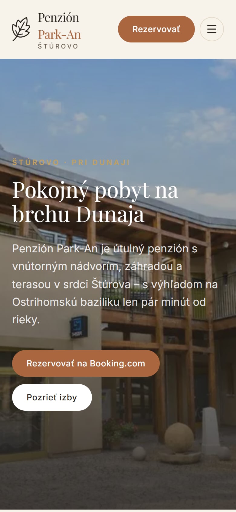 Homepage van Penzión Park-An op mobiel