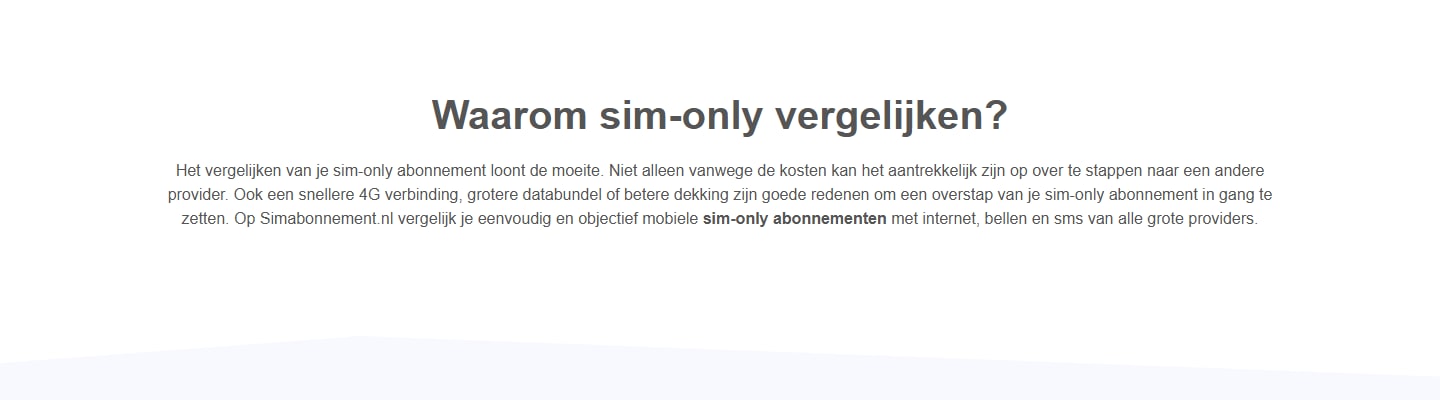 Sectie "Waarom sim-only vergelijken?" van Simabonnement.nl