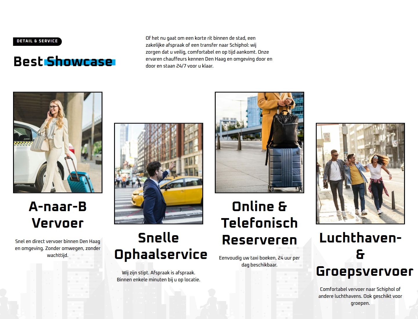 Sectie "Best Showcase" van Taxicentrum Den Haag