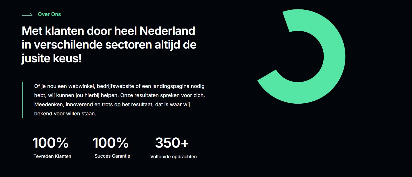 Sectie "Over Ons" van TMS Media
