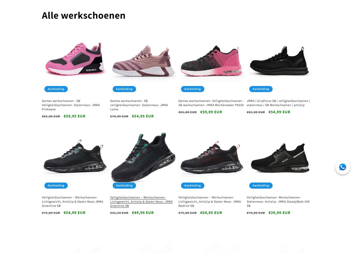 Sectie "Assortiment werkschoenen" van TykonSafety
