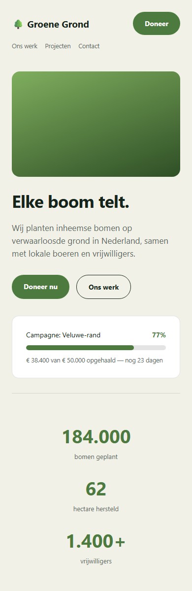 Groene Grond — mobiele weergave