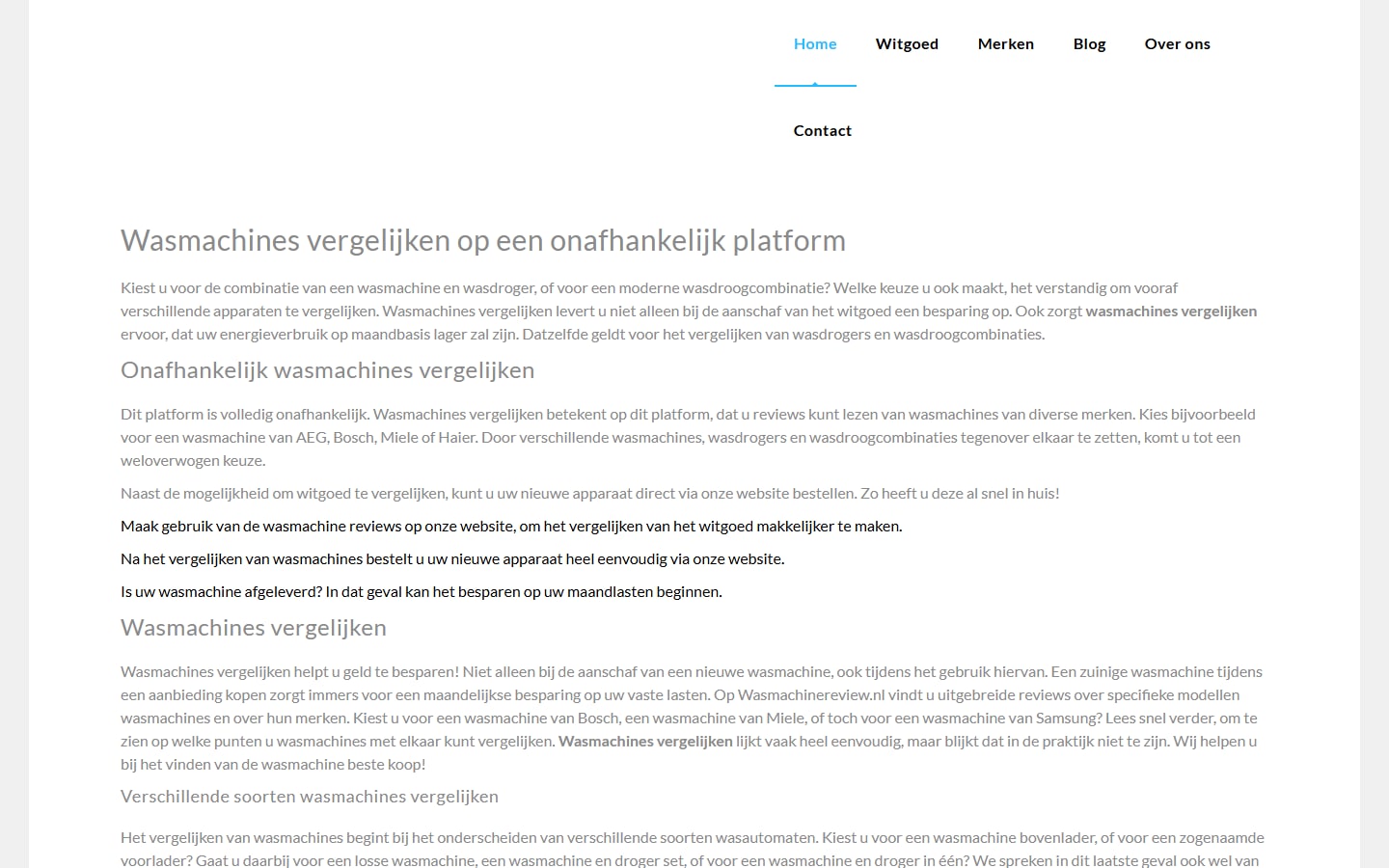 Wasmachinereview.nl — Vergelijkingssite voor witgoed